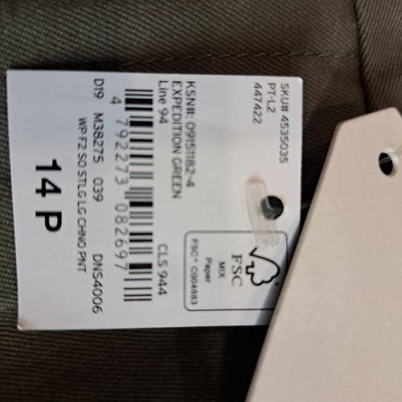 NWT Lands End Mid RISE Pants Size 14P Petite Green Stretch Cotton - Picture 8 of 13